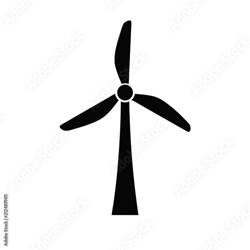 Wind Turbine Silhouette Vector Illustration