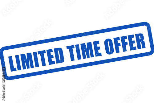 Blue limited time offer stamp design isolated on black background