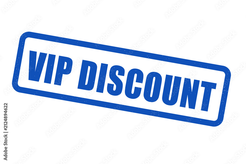 Fototapeta premium Blue neon style vip discount sign on a black background
