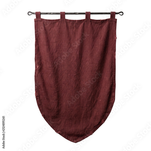Canvastavla Vintage red medieval banner hanging on forged iron rod
