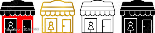 Фотография Boutique Store Icon Set in Filled, Outline, Gradient Outline, and Glyph Styles