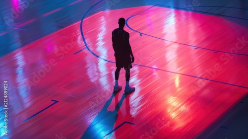 players shadow on neon it court floor
