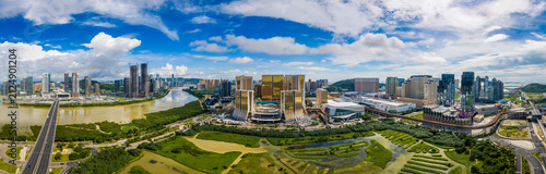 Aerial View of Cotai Ecological Reserve and Galaxy Macau Casino, Macau