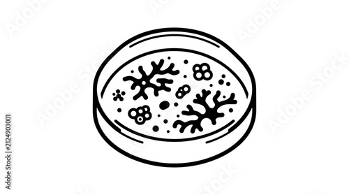 Foto Microscopic Bacteria Culture in Petri Dish, Laboratory Science Illustration
