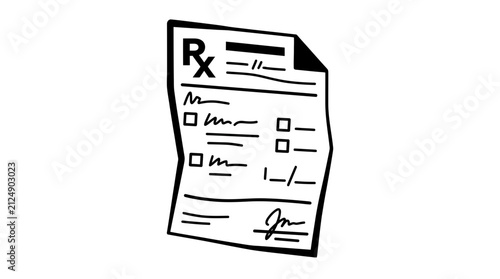 Hand-drawn Prescription Form with Rx Symbol and Signature