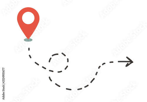 Location Pin With Dotted Travel Path
