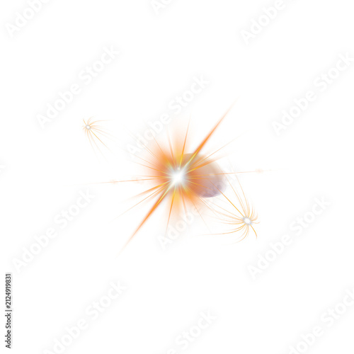 Golden Orange Glowing Light Burst with Sparkle and Lens Flare