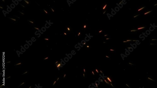 Abstract Glowing Particles Streaking Towards Camera