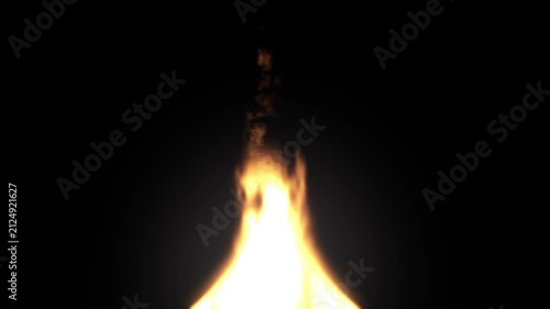 Bright Fire Burning and Flickering On Black Background