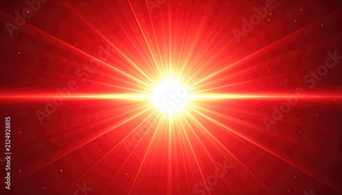 Radiant, intense light flares from a bright center, expanding outwards into red hued rays