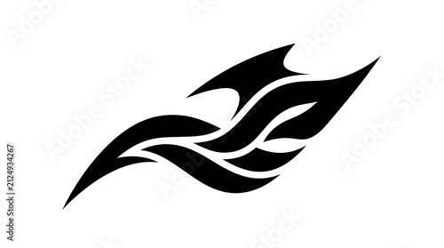 Abstract tribal wing vector representing motion and strength for tattoo or brand design