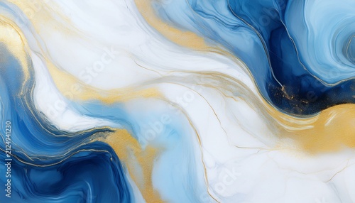 white and blue shades watercolor fluid painting background design dusty pastel and golden marble marble texture generative ai