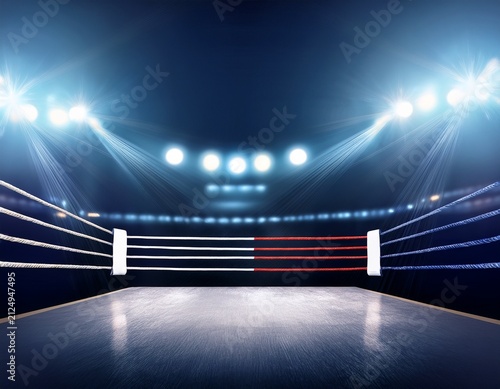 wwe wrestling ring corner sport background empty boxing ring with spotlight