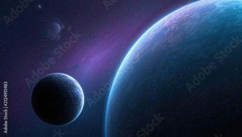 Planetary Landscape with Tw...