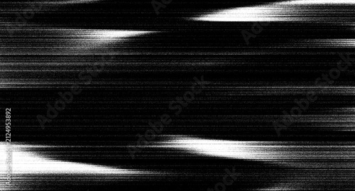 Black and white monochrome texture with intense fine horizontal line effect, resembling TV signal interference, glitch, static, motion effect or video distortion.	
