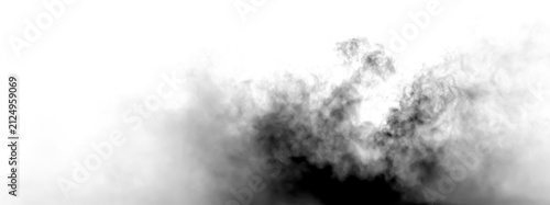 Quadro su tela Black smoke appears on a transparent background with visible shapes and patterns