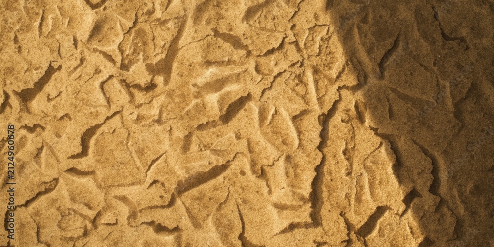 Fototapeta premium Textured Dry Earth Surface with Cracks and Crevices in Warm Tones