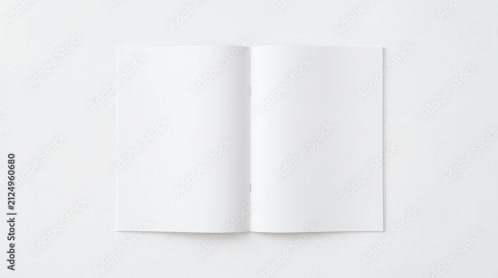 Fototapeta premium Open Blank Booklet with Clean White Pages on White Background