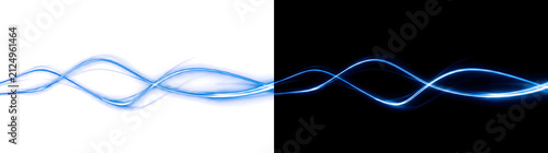 Konstfotografi Blue light wave flowing in a smooth twisting streak with a bright electric glow