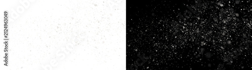 Fotografía Falling snow dust particles scattered across the frame with soft bokeh dots for
