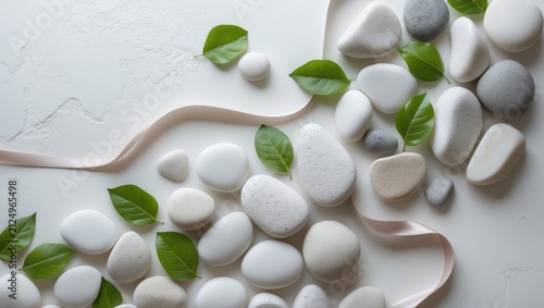 White stone pebbles accente...