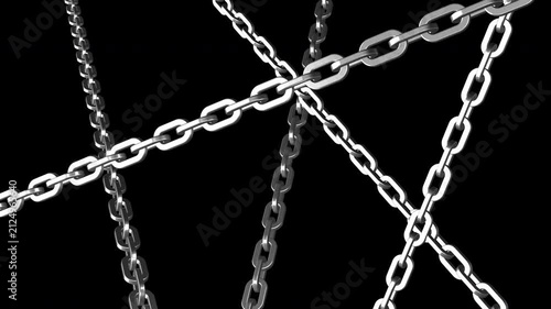 Crossed steel chains animation on transparent background