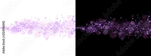 Purple bokeh stars and sparkles flowing in a magical wave across the frame for festive design projects in PNG, Transparent and Black Background Versions