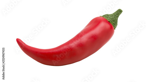 Bild auf Leinwand Bright red chili pepper with green stem, isolated on transparent background