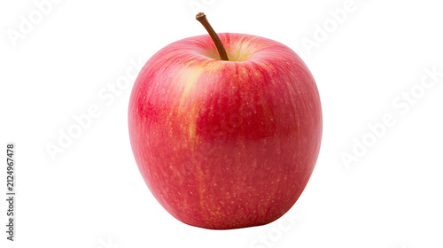 Fotografía Ripe red apple with stem, isolated on transparent background