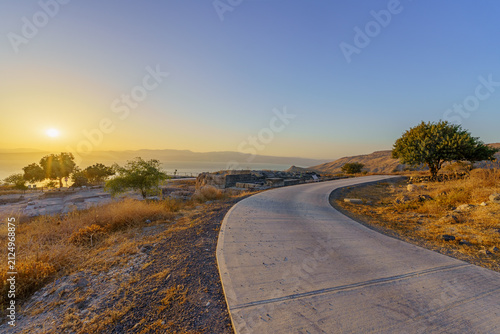 Sunset view of Sussita (Hippos) NP, and Sea of Galilee