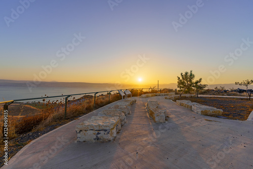 Sunset view of Sussita (Hippos) NP, and Sea of Galilee