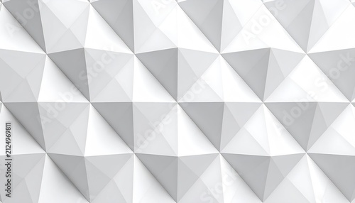Repeating pattern of white pyramidal shapes creates a dynamic geometric texture with light and shadow contrast