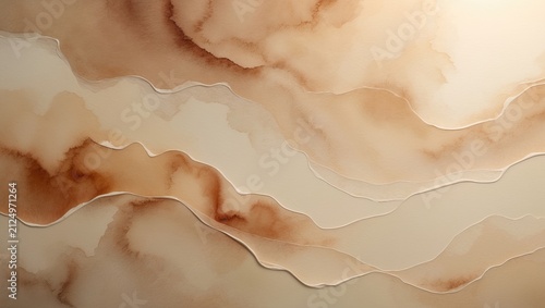 Abstract Fluid Art in Warm Beige and Brown Tones with Soft Waves