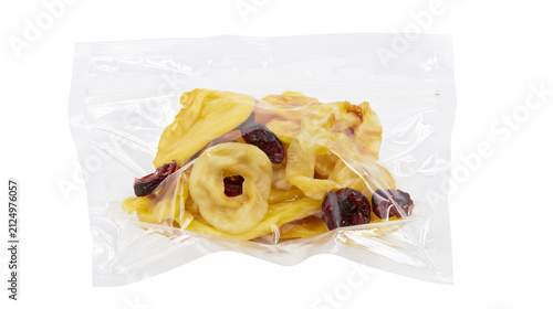Bild auf Leinwand Assorted dried fruits including jackfruit slices cranberries and apple rings, is