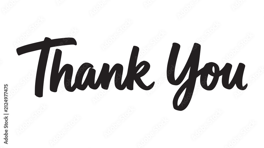 Fototapeta premium Black hand-drawn thank you script isolated on white background
