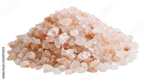 Konstfotografi Pile of coarse pink Himalayan salt crystals, isolated on transparent background