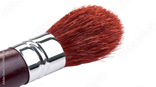 Konstfotografi Brown makeup brush with metallic ferrule, isolated on transparent background