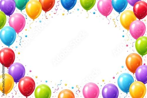 Colorful Balloons Framing a Blank Space for Party Invitation or Celebration Greeting