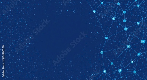 Abstract Blue Network Design with Connected Nodes and Starry Background