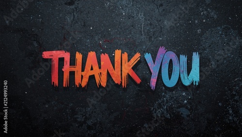 Colorful Thank You Text Against a Dark Grungy Background