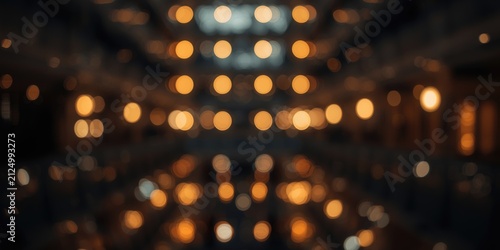 Blurry Bokeh Lights in an Urban Interior Setting at Night