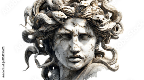 Medusa's terrifying marble expression with snakes with depicts marble sculpture medusa snakes her hair greek mythology legendary creature with Ancient