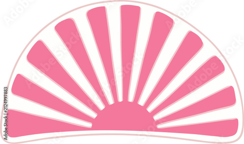Foto Pink sunburst icon in a semi-circle shape