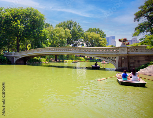 A beautiful bridge over a lake in Central Park, New York City