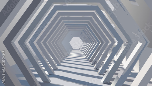 Obraz na płótnie perspective view of hexagonal tunnel structure geometric architecture abstract r