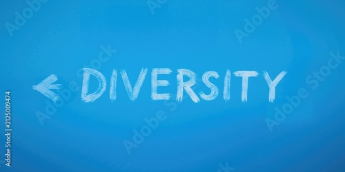 Diversity Text on Blue Background with Brushstroke Style