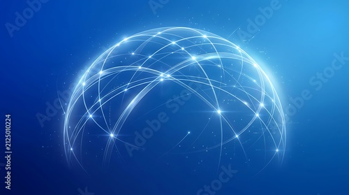Futuristic digital globe with interconnected glowing blue network lines on dark background representing global connectivity