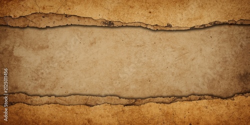 Aged Torn Paper Background with Textured Brown Surface