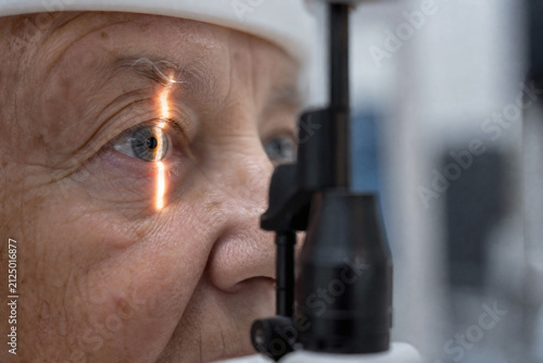 Older Adult Undergoing Slit Lamp Eye Examination at Ophthalmology Clinic