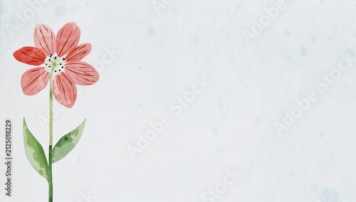 Pink Watercolor Flower on Light Background - Minimal, Elegant Design, Isolated Elements